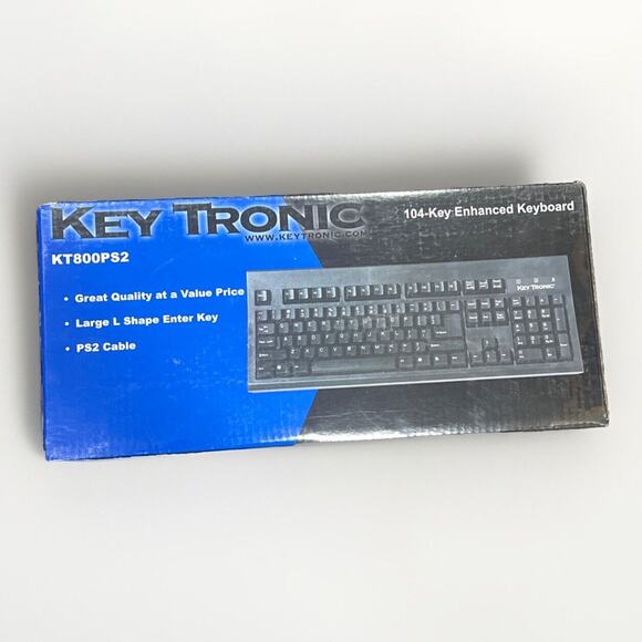 New Key Tronic KT800PS2 104-Key Enhanced Keyboard Black FACTORY SEALED BLACK